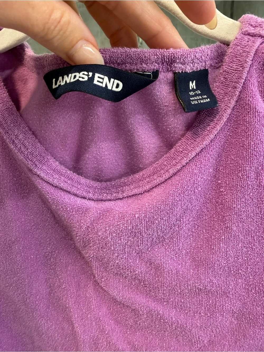 Lands' End Kid’s Purple Terry Scoop Neck Swim Cover Up - 10/12